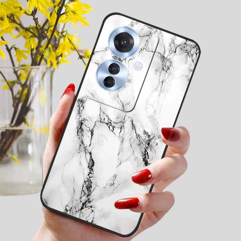 Black Marble Print Silicone Phone Cover - Fashionable Protective Shell and Soft TPU Case