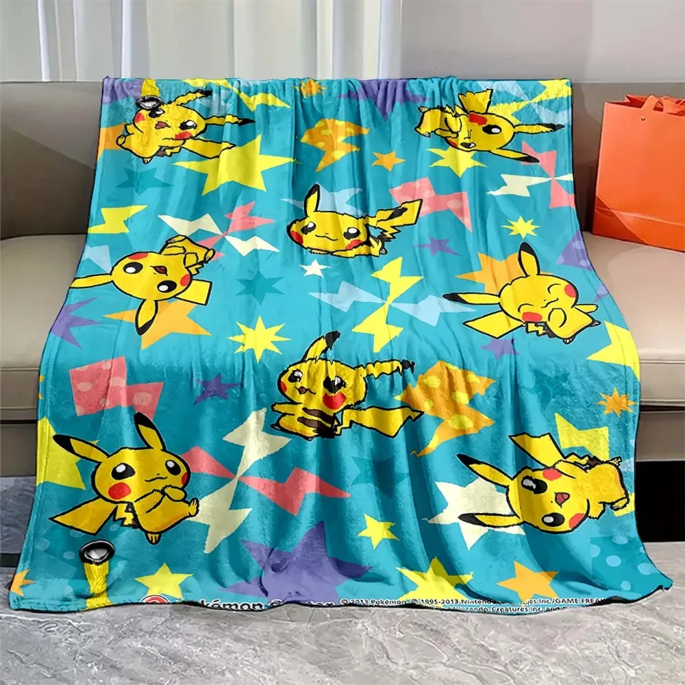 Anime Pokemon Flannel Fluffy Soft Blanket Pikachu Figures Home Sofa Lunch Break Blanket Children Student Nap Cover Kid