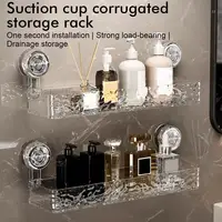 Bathroom Shelf Suction Cup Wall Mount Corner Storage Shelves Shampoo Holder Cosmetic Rack Shower Drain Basket Bathroom Organizer 1