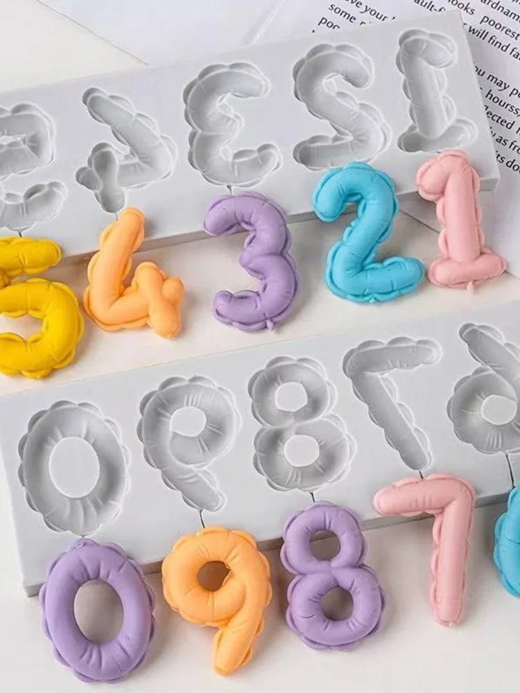 Balloon Number Silicone Baking Birthday Cake Decoration  Digital Mold for Cooking BBQ And Pastry ing