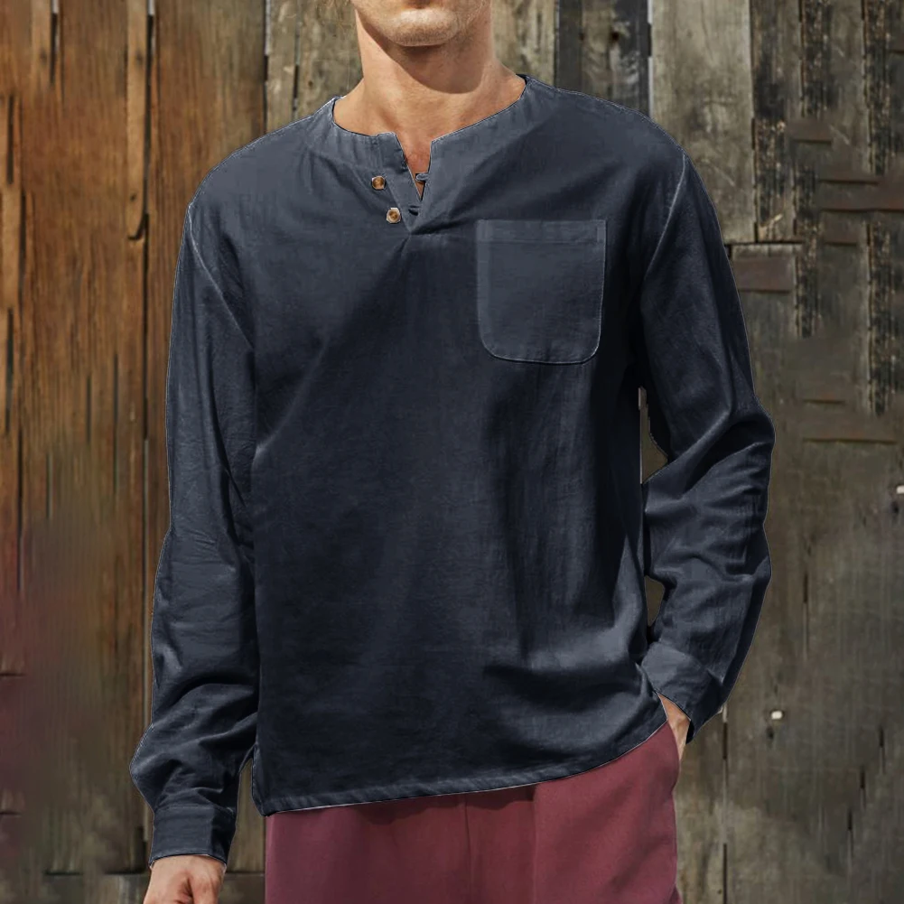

T-Shirt Shirt LIGHTWEIGHT Long Sleeve Male Mens T Shirt 70%Linen Muscle BEATIFUL BRAND NEW Solid Comfy Fashion