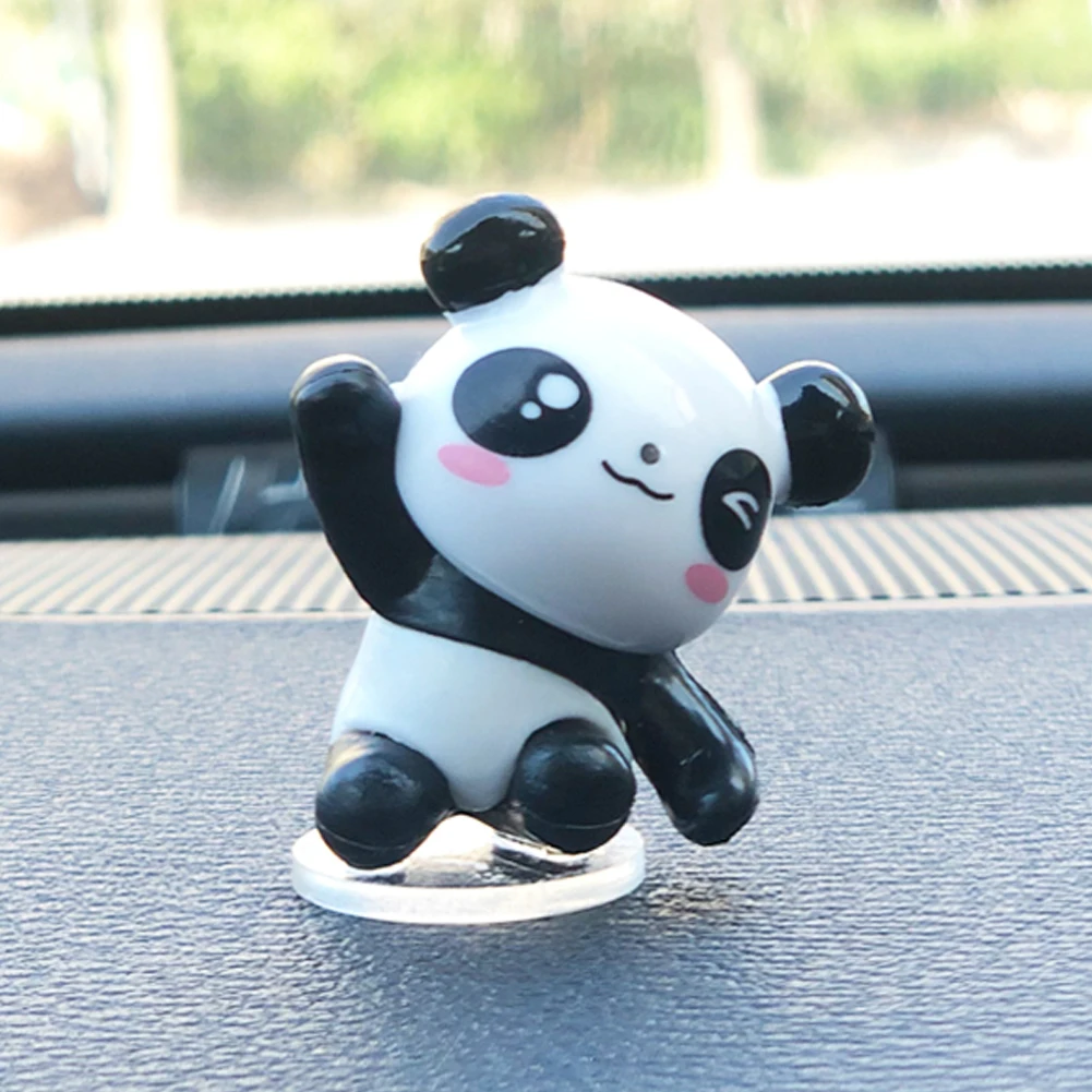 8 sztuk/zestaw Cute Panda dekoracja samochodu deska rozdzielcza zabawka Auto samochód DIY kreskówka Ornament wnętrze akcesoria dekoracyjne akcesoria