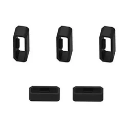 Premium Black Silicone Watchband Strap Loop Rings Retainer - 22mm (Black 5pcs)
