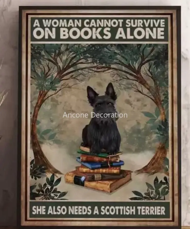 

Metal tin sign pet wall decoration Scottish terrier dog laundry hanging sign aluminum sign poster