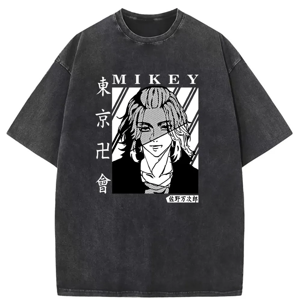 

Mikey Japanese Manga Character Printed T-shirts For Man Long Sleeve Tee Shirt Men Washed Cotton Retro Sweatshirts Summer/Autumn