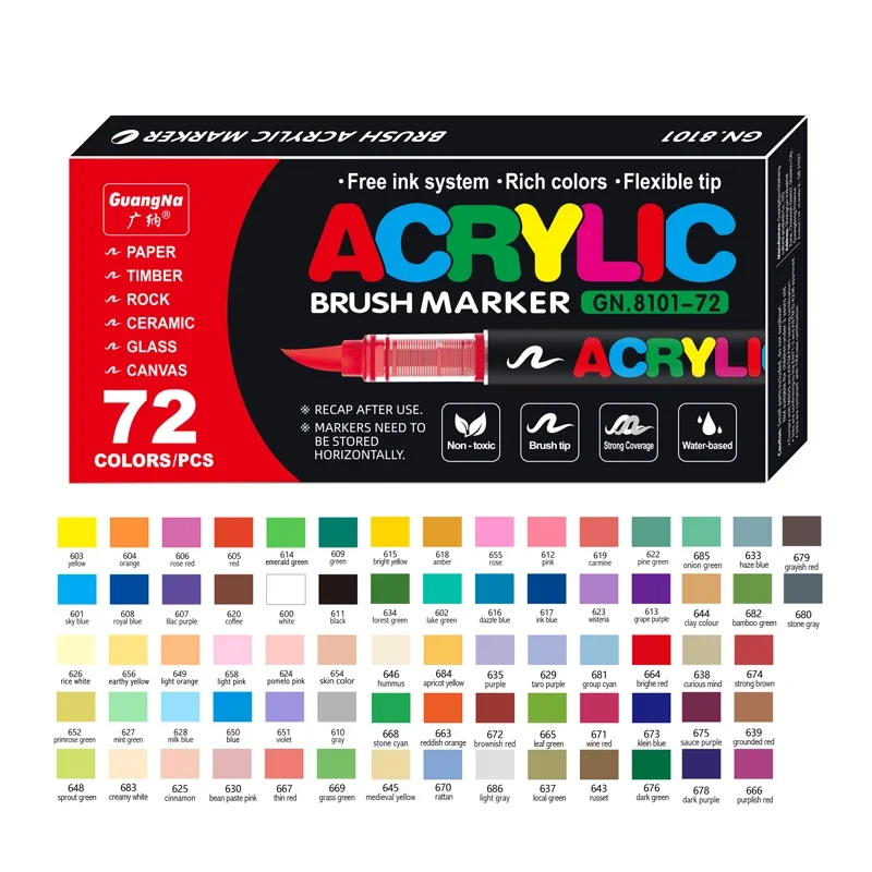 1-120 Colors GuangNa Set Acrylic Paint Markers Brush Tip Paint Markers For Rock Painting Festival Gift DIY Art paint marker pen art marker pen art markers paint pen marker pens