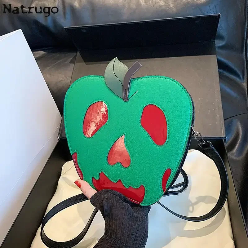 

Сумка через плечо с яблоком на Хэллоуин, забавная сумка через плечо, новинка, сумка, кошелек из искусственной кожи