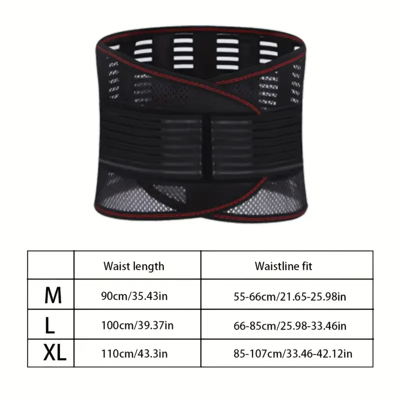 Lumbar Support Belt Compression Waist Support Belt Breathable Mesh Lower Back Brace Adjustable Elastic Pain Relief Spine