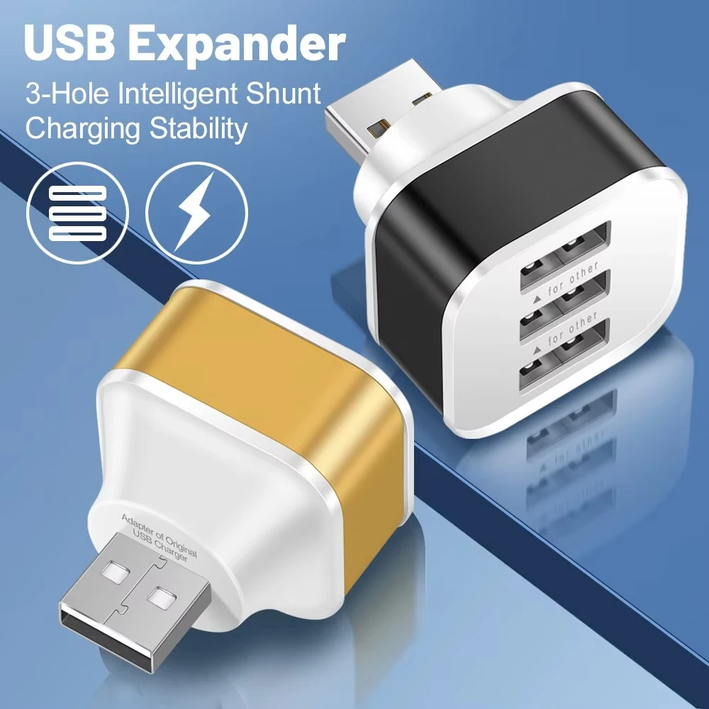 3 Port USB Slots Adaptor USB 3 in 1 2.0 Multple Interface Extender Electronics Extender Charger Hub Splitter Accessories