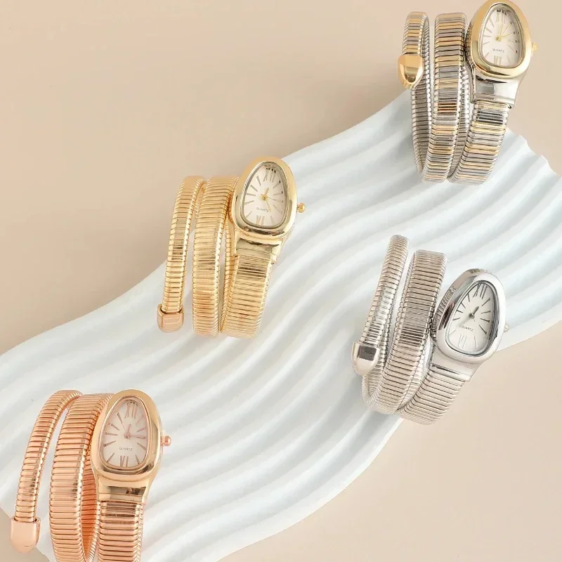 Quartz Womens Watch High Quality Exquisite Luxurious Snake Head Alloy Case