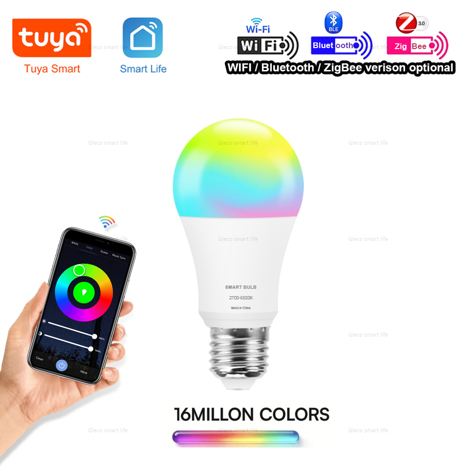 Tuya Led Light Bulb E27 Bluetooth/WIFI/Zigbee, 110V 220V RGBCW Smart Led Lamp Smart Home Lighting For Smart Life Alexa Google