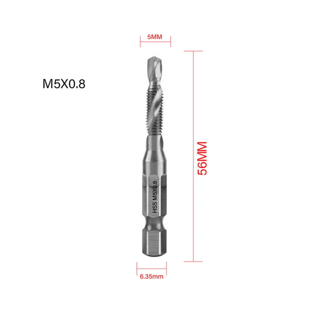 Hand Tap Drill Hex Shank HSS Composite Screw Spiral Point Thread Metric Drill Bit M3 M4 M5 M6 M8/M10 Hex Composite Thread Drill