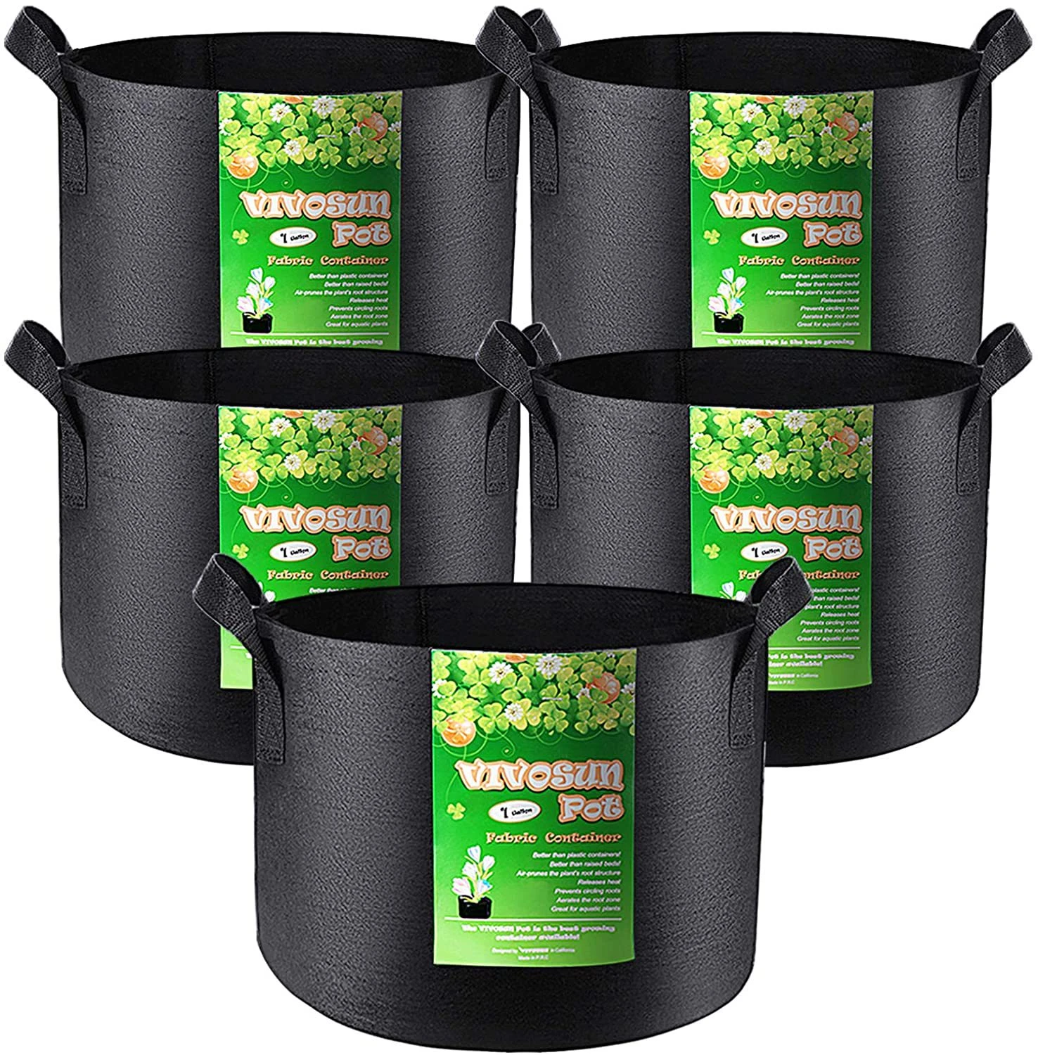 5/7/10/15 Gallon Grow Bags Felt Grow Bag Gardening Fabric Grow Pot Nursery Vegetable Growing Planter Garden Flower Planting Pots