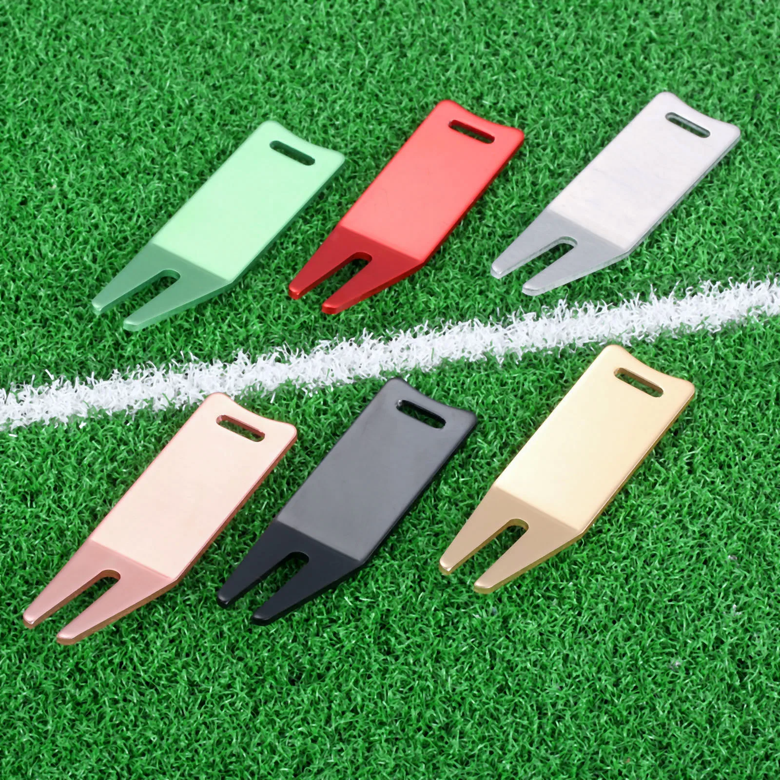 Aluminum Bent Golf Divot Repair Tool Fork Prongs For Putting Green Pitch Lawn Maintenance/Groove Clean/Mark Ball Training Aids 3