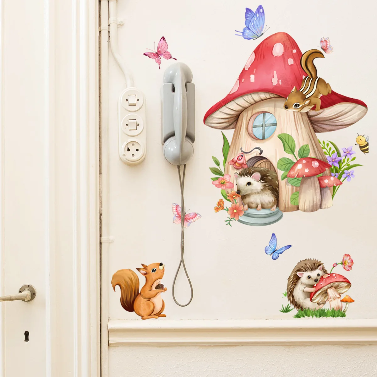 Animal Mushroom Butterfly Wall Sticker Kids Room Background Home Decoration Mural Living Room Wallpaper Funny Decal