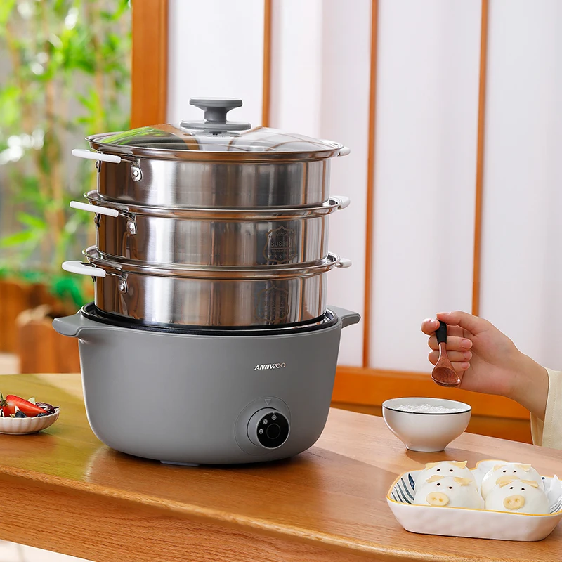 Electric steamer multi-functional household multi-layer large-capacity small plug-in three-layer cooking