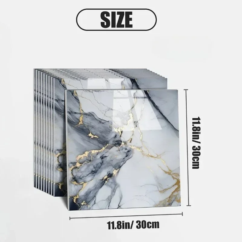 Waterproof Marble Effect Tile Stickers for Bathroom Kitchen Wall