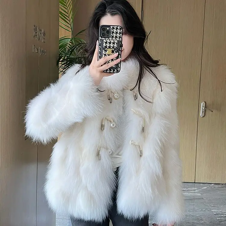 

Winter New Fashion Women Stand Collar Faux Fur Coat Female Fuzzy Thick Warm Fluffy Artificial Jacket T857