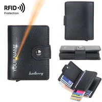 Baellerry New Men RFID Wallets Name Engraving Big Capacity Credit Card Holder Male Purse Quality Card Clip Men's Popup Wallet 1