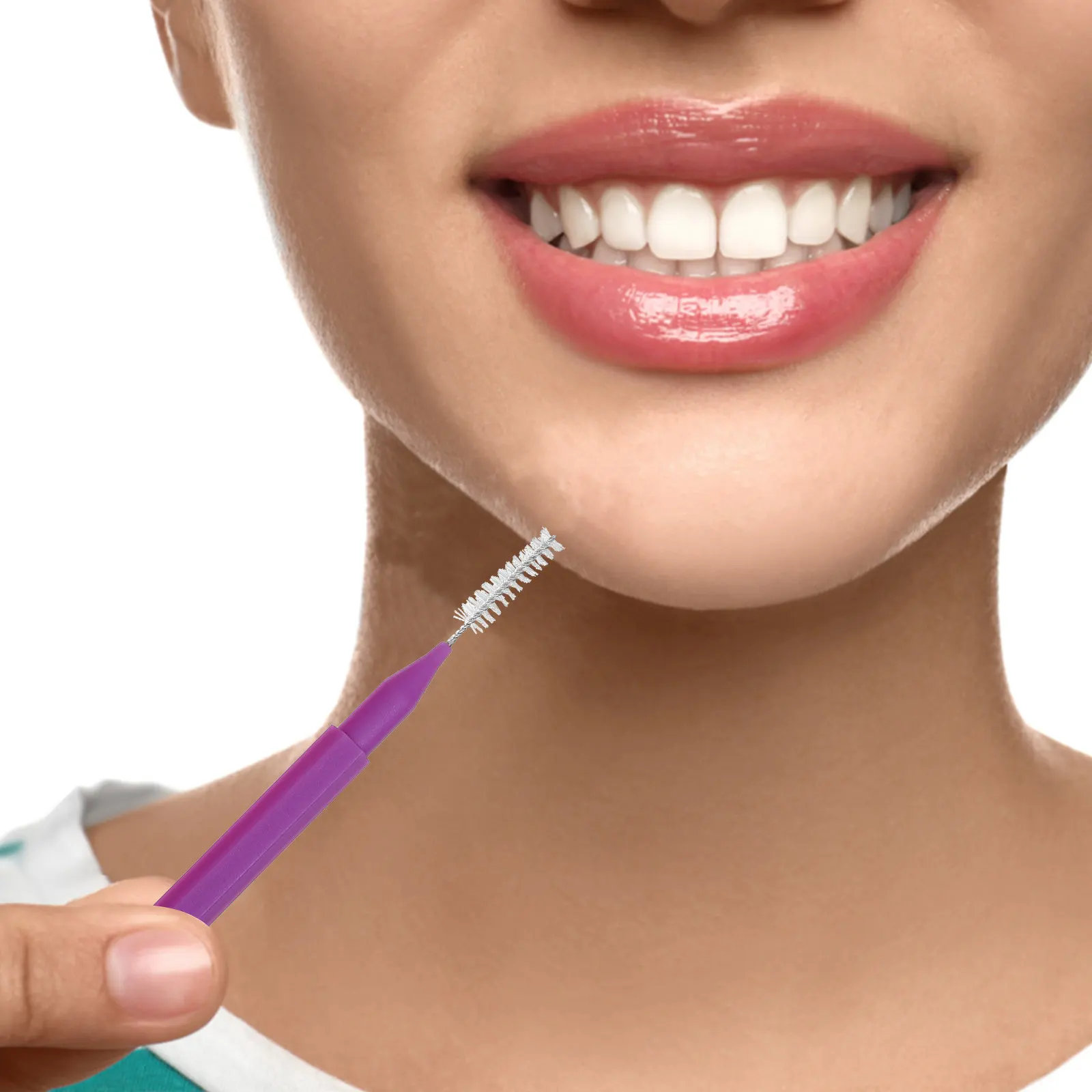 100개입 치간 칫솔 304 스테인리스 스틸 휴대용 치아 세척 도구 (교정기용) 치간 틈 치아 픽 구강 관리