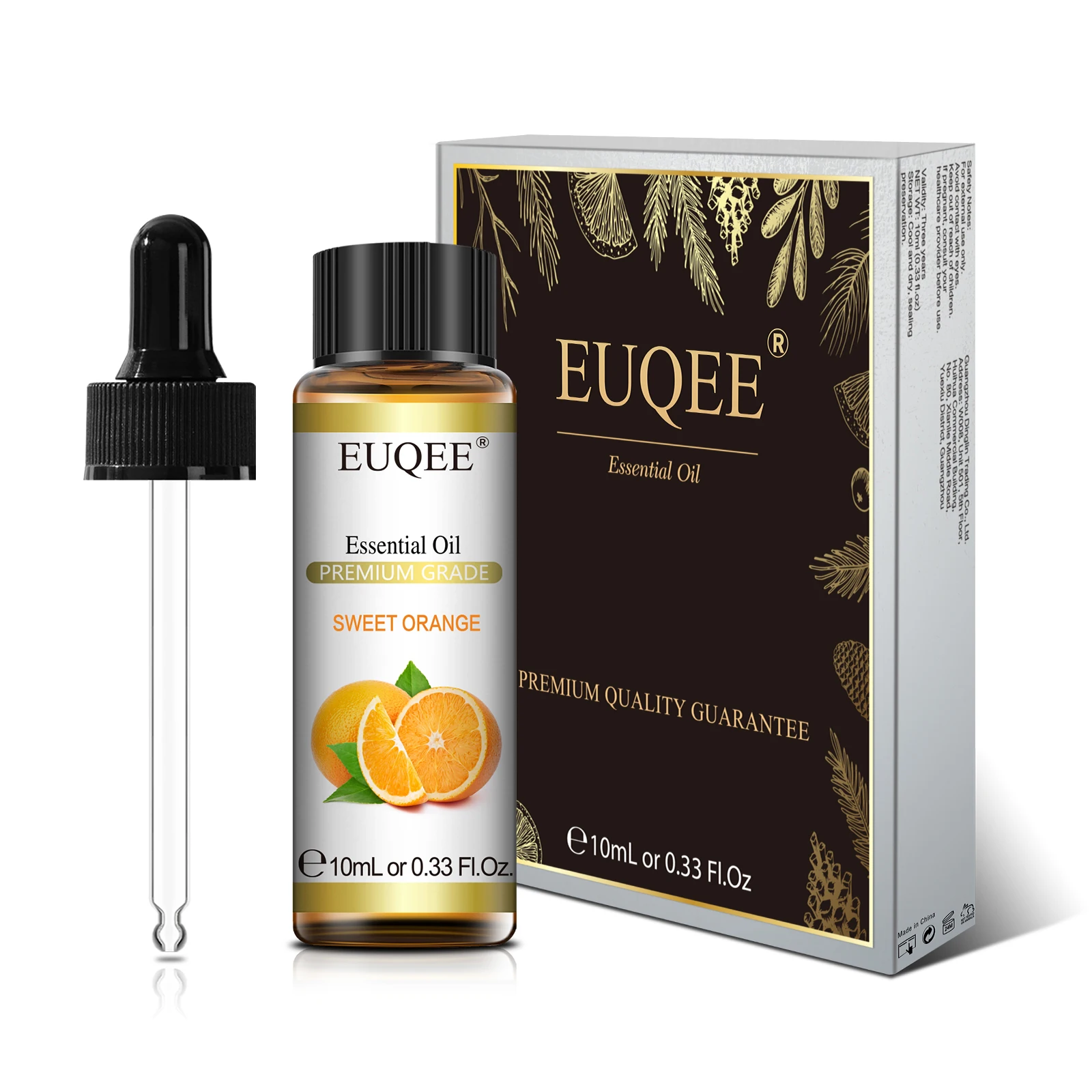 EUQEE-Huile essentielle naturelle pure, Lavande Jasmin Eucalyptus vanille bois de santal orange douce citron origan orange parfum 10ml