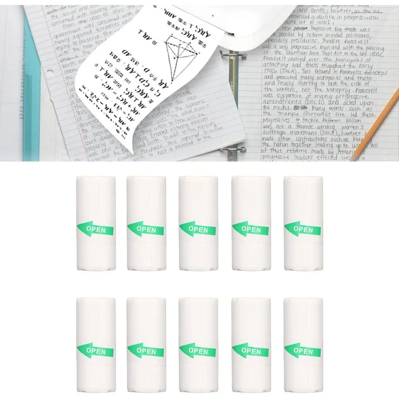 Printable Adhesive Paper, 10 Pieces Mini Printer Paper Rolls, Thermal Receipt Paper Rolls, Mini Pocket Thermal Printer