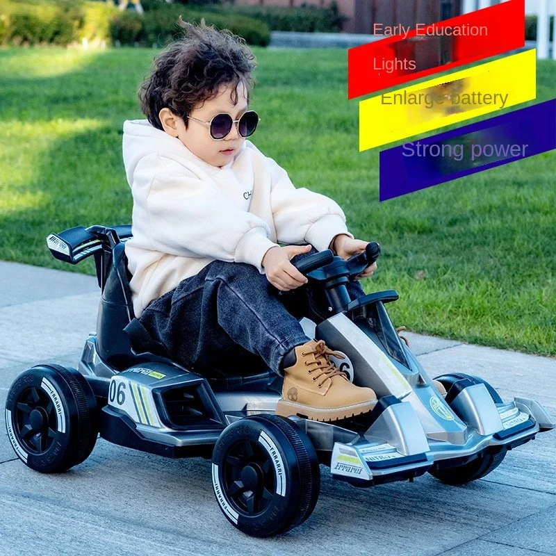 Children's Electric Drift Car, Rechargeable Stroller with Remote Control, Electric Vehicle, Go-Kart, Four-Wheel Drift, Male and