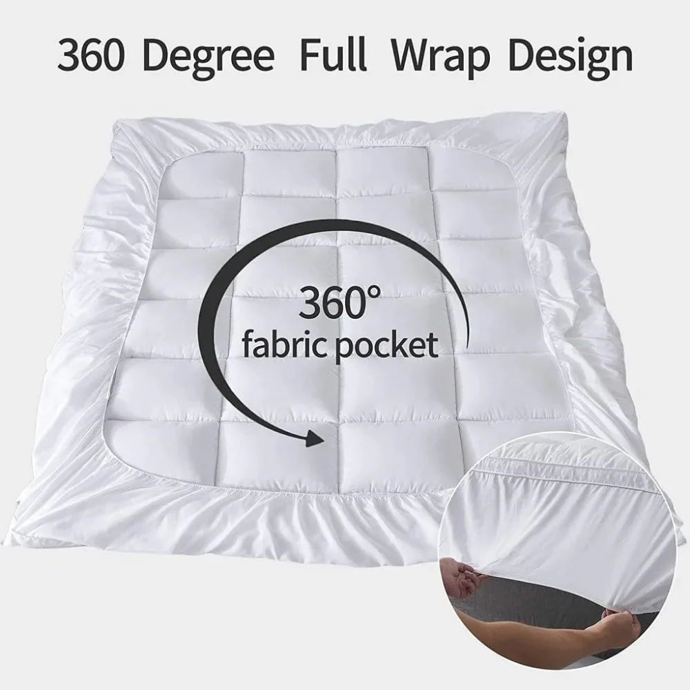 100% cotton mattress cover, full-size ultra soft, deep pocket, breathable and soft quilted down filling 3