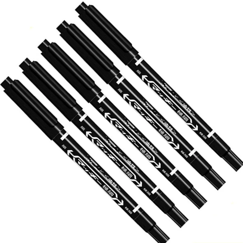5pcs 컬러 듀얼 닙 드로잉 Fineliner 펜 그림 마커 아티스트 페인트 브러시 학교 사무실 공급 학생 쓰기 마크 도구