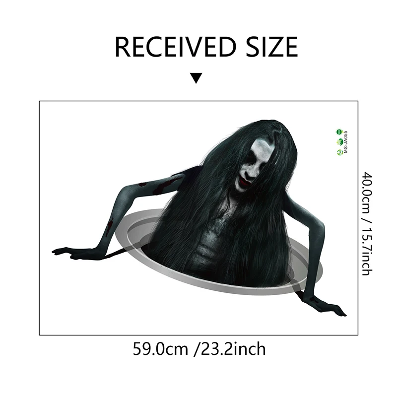 3D Floor Wall Stickers Scary Ghost Halloween Removable Interior Decoration Scary Atmosphere Bar Party Spooky Decoration Props
