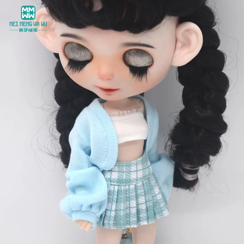Fashion New Puff Sleeve Knit Jacket Set for Blyth Doll Azone OB23 OB24 Doll Accessories