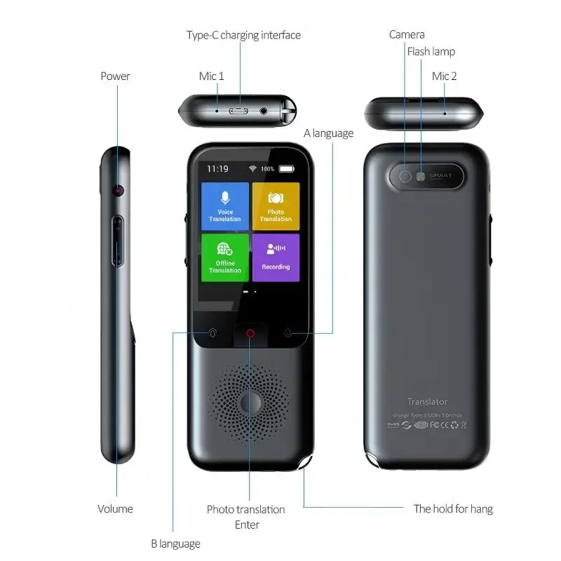 T11 Smart Voice Translator Online Translation In 137 Languages Photograph&Offline&Recording Translation Use for Travel Business