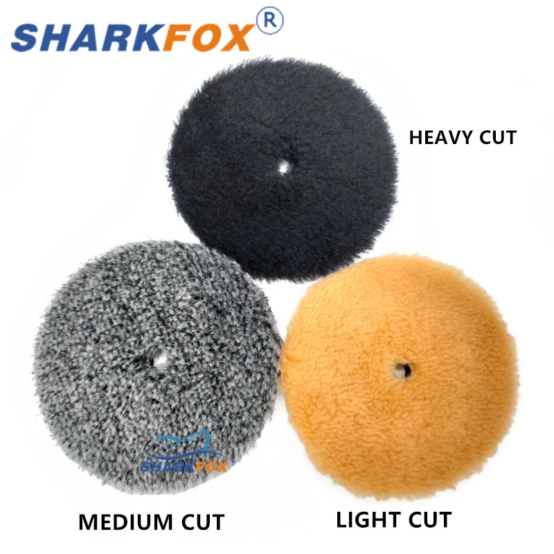 Sharkfox 5/6Inch Wool Car Polishing Pad High Density Lamb Woollen Polish Buffing Pad Wool Polishing Pad for Car Detail Polishing 2