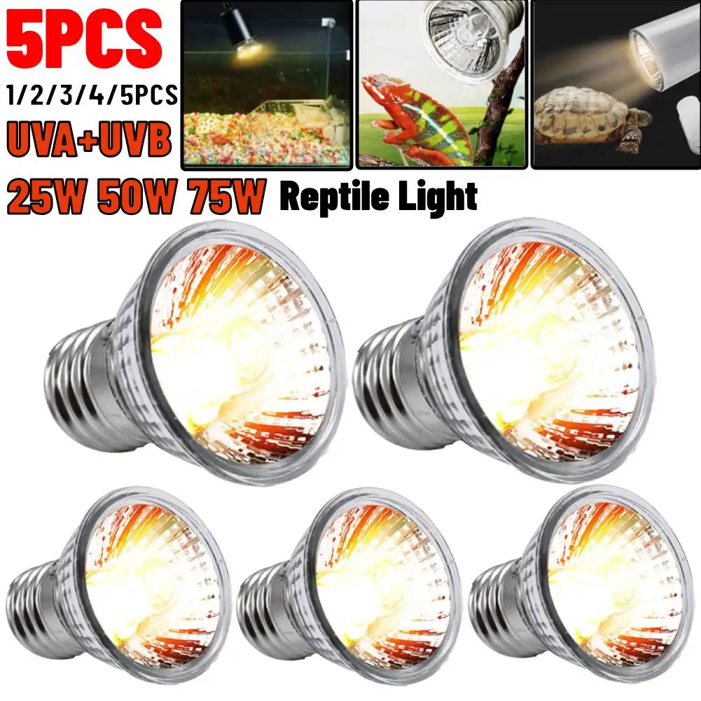 1-5PC 25W 50W 75W UVA+UVB Heat Light Bulb Pet Reptile Heating Lamp Turtle Lizard Heater Bulb Full Spectrum Sunlamp for Amphibian