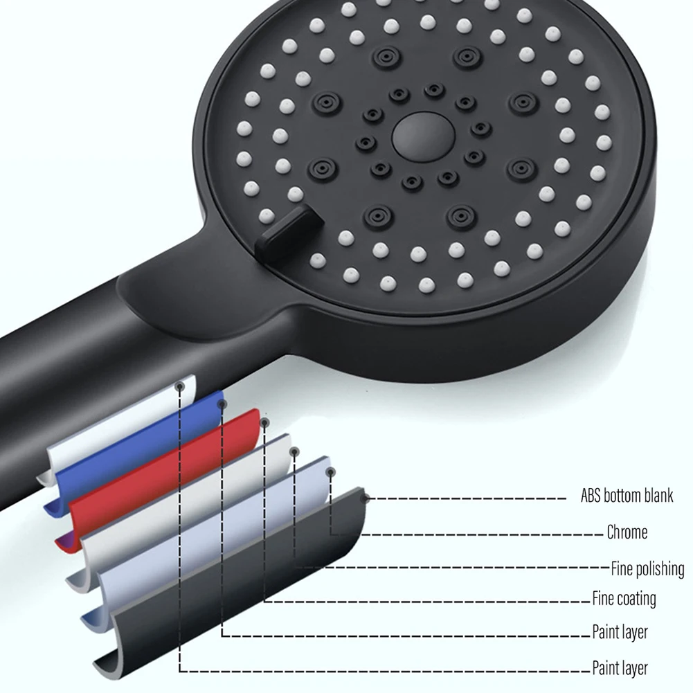 

5 Mode Adjustable High Pressure Spray Shower Pressurization Shower Nozzle Matte Black Big Hand Shower Head Suit Five Gear