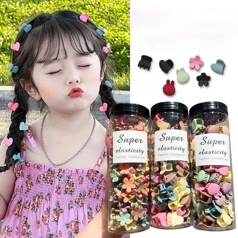 50 stücke Matte Kunststoff Mini Kaninchen Kopf Haar Krallen Haar Clips Krabben Baby Gilrs Süße Kleine Haarnadel Blume Barrettes Haar zubehör