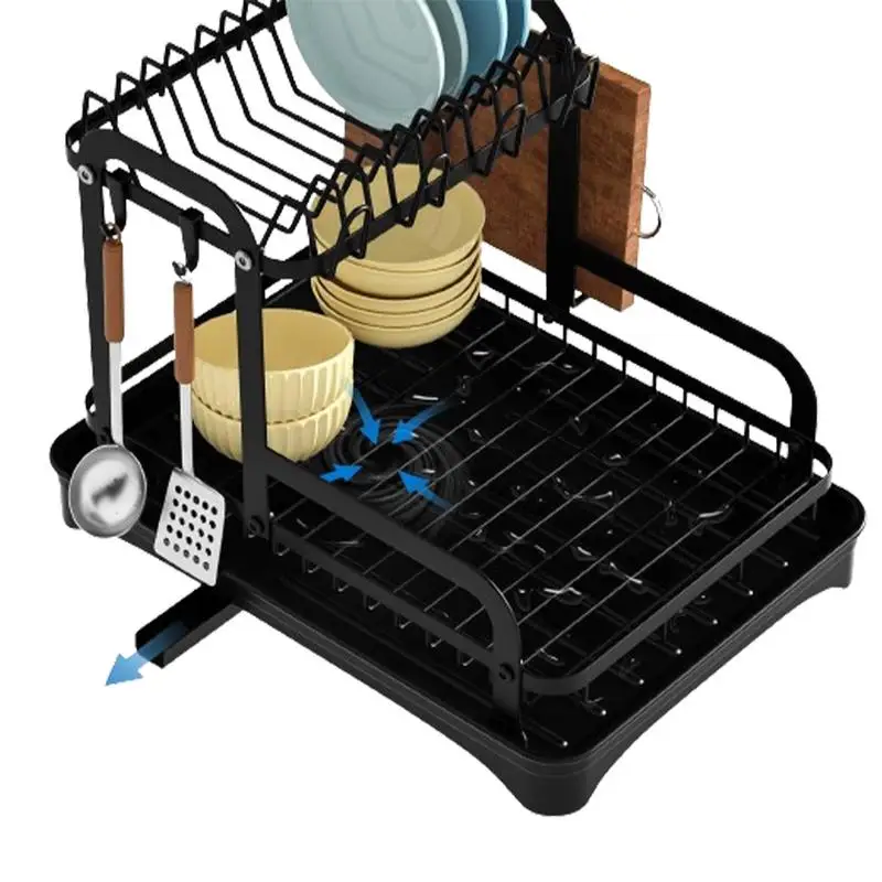 

Dish Drying Rack Rustproof Storage Dish Drainer 2 Layers Iron Kitchen Supplies Dishes Rack Strong Load-Bearing Capacity