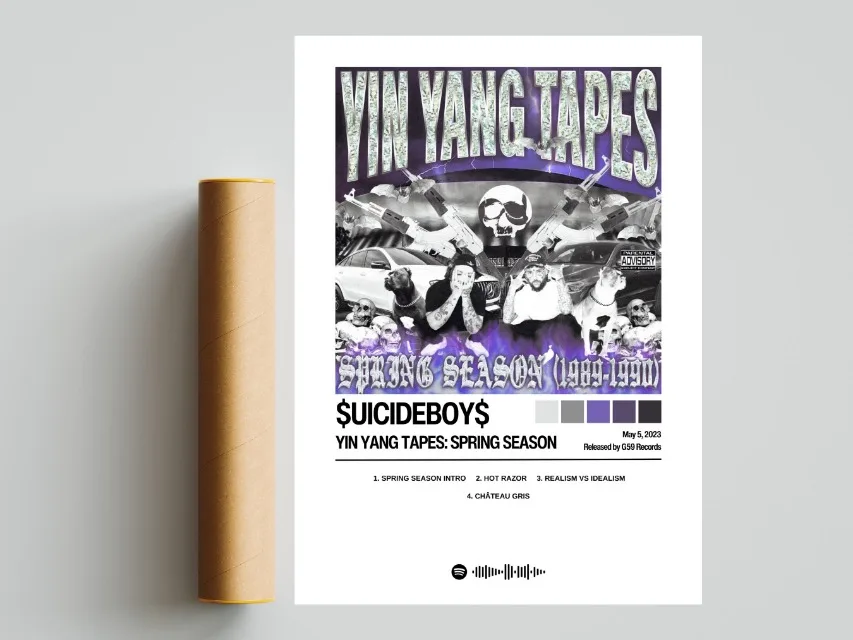 thumbnail image 1 of $uicideboy$ Póster de portada de álbum de música Pop Smoke de Lil Peep, arte de pared de cantante pop, impresiones en lienzo, pintura para dormitorio, decoración del hogar, regalos, 1 of 5