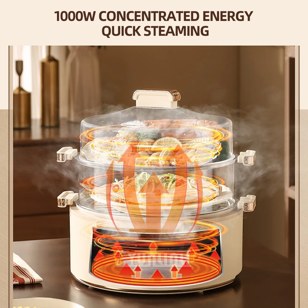 Electric Steamer Cooker Multifunctional Household Large Capacity Three-layer Electric Food Steamer 4