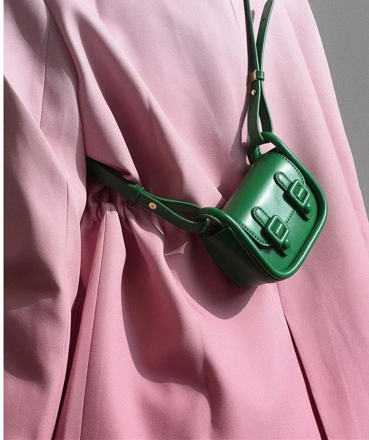 Bags for Women Minortity Designer Pink Solid Color Sweet Hot Crossbody Earphone Lipstick Bags Portable Magnetic Snap PU Square
