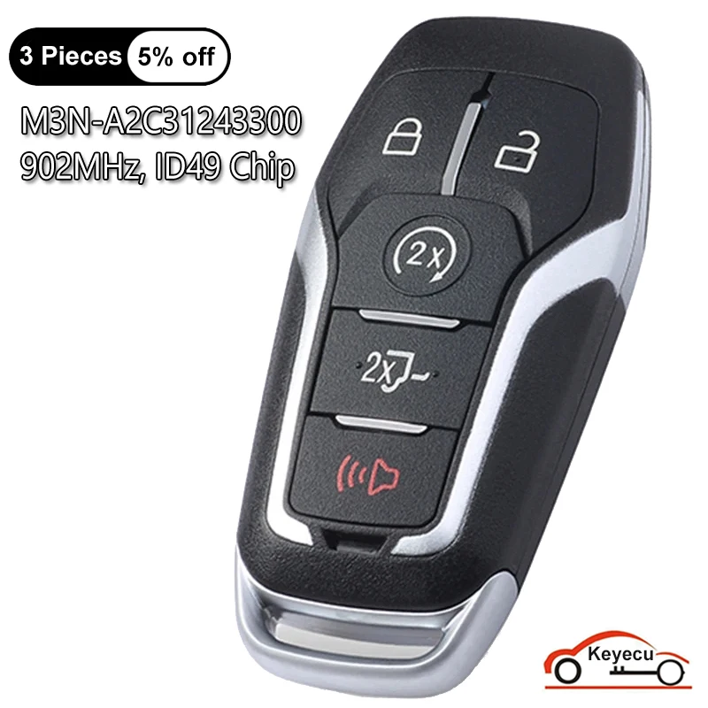 

KEYECU 5 кнопок 902 МГц ID49 чип для Ford F-150 2015 2016 2017 Авто Смарт-Брелок дистанционного управления FCC ID