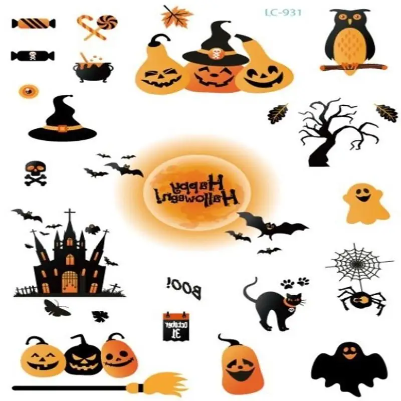 New Creative Waterproof Halloween Tattoo Stickers Masquerade Death Spirit Face Stickers Funny Tattoo Temporary Tattoo Stickers