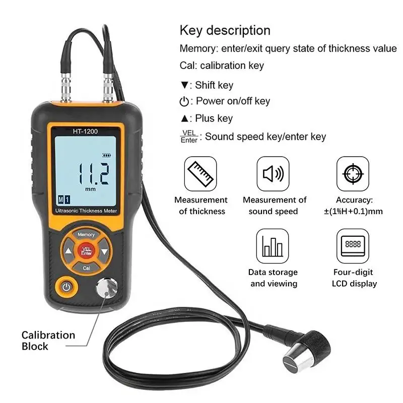 HTI HT-1200 Intelligent Ultrasonic Thickness Meter Metal High Precision Thicknes
