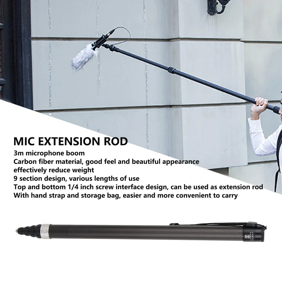 Microphone Extension Boom Pole 1/4 Inch Screw Microphone Extension Pole  Beautiful Appearance Portable Telescopic for Interview - AliExpress, image size:960x960