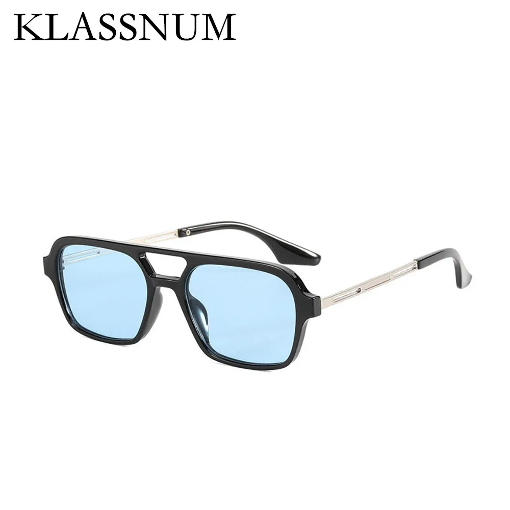 

Retro Double Bridges Sunglasses Women Men 2024 New Fashion Pink Gradient Eyewear Trendy Hollow Leopard Square Sun Glasses Shades