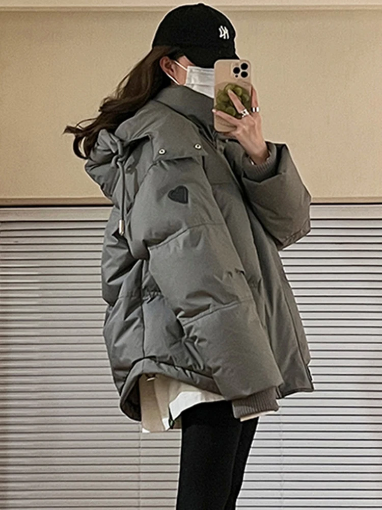 

Winter Puffer Jacket Women Warm Thickening Padded Coat Korean Style Loose Hooded Short Parkas Mujer Female Snow Outwear