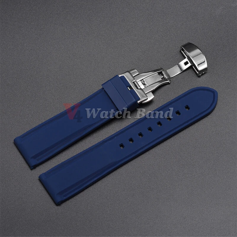 Universal Quick Release Silicone Strap with Butterfly Buckle - Sporty, Waterproof Watch Band for Men & Women, Available in Multiple Sizes