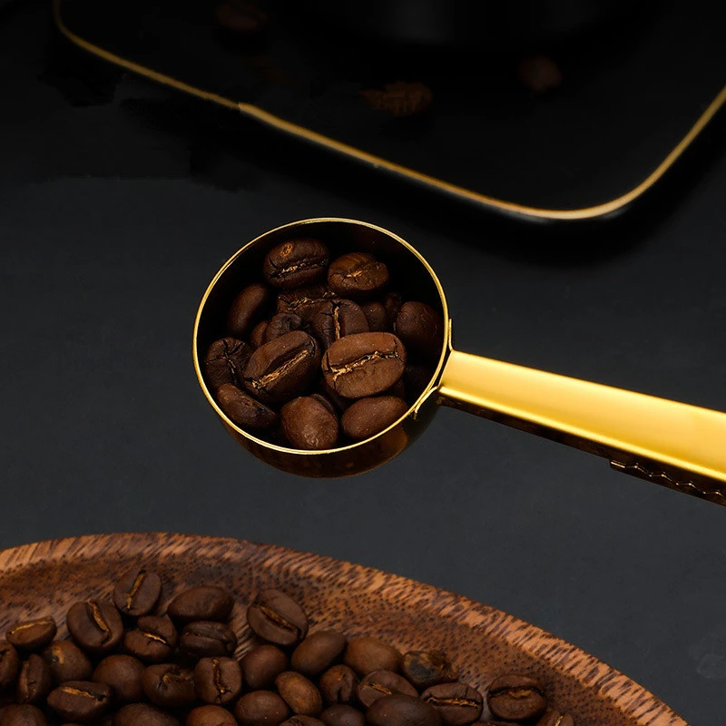 5Pcs Stainless Steel Sealing Clip Measuring Scoop Spoon Teaspoon Coffee Powder Spice Measure Kitchen Accessories