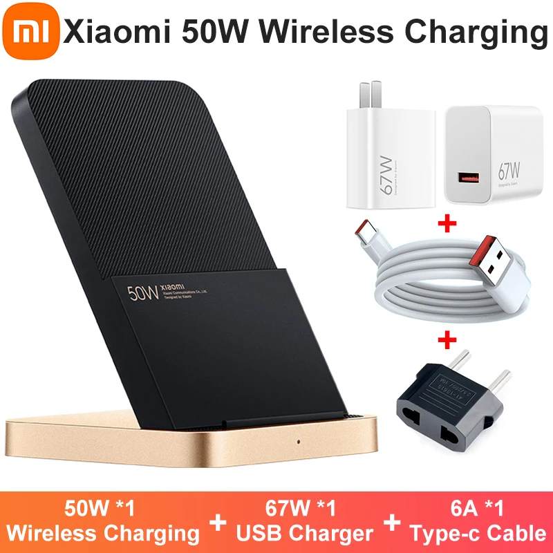  Xiaomi 50W Wireless Charging Stand Efficient and safe With 67W Charger 6A Type-c Cable Fast Charging For Xiaomi 13/12 