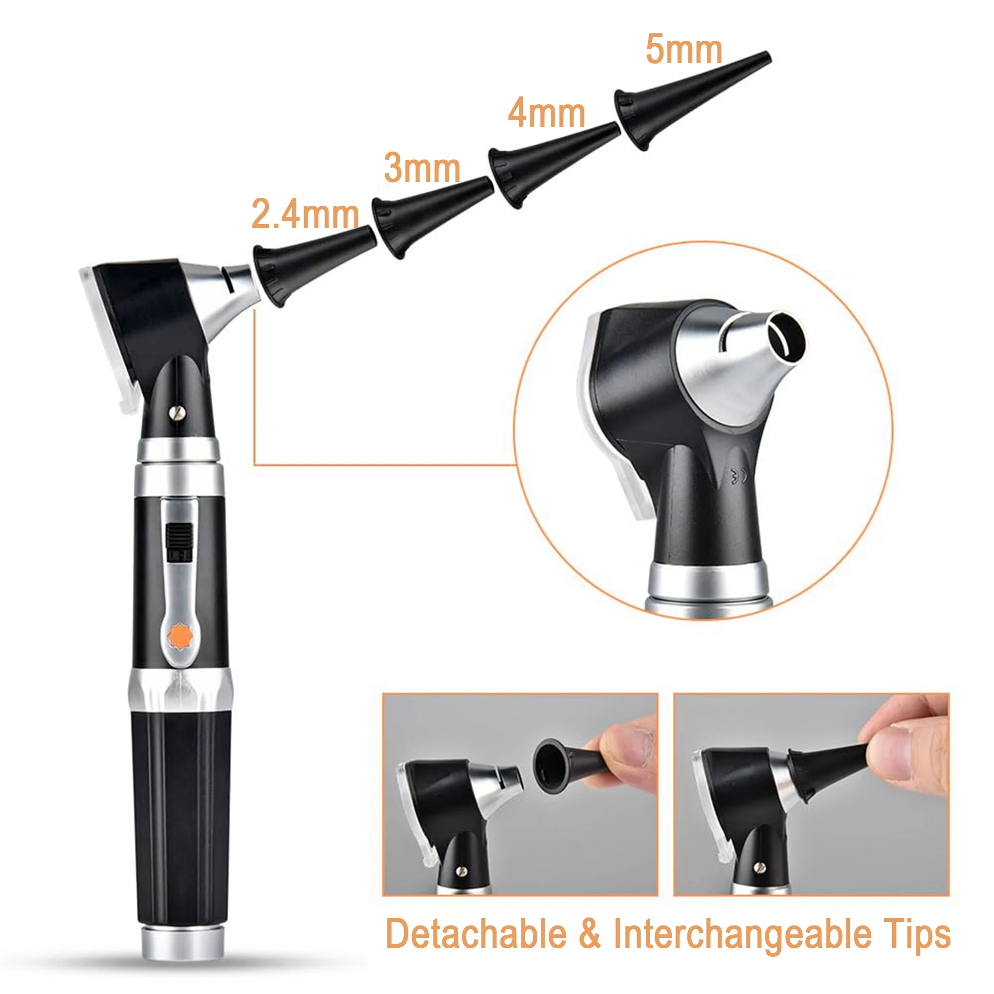 Compact Black Ear Scope with Light – Ear Infection Detector